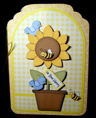Bee Happy Arch Top Quick Card with Decoupage by Dianne Jackson