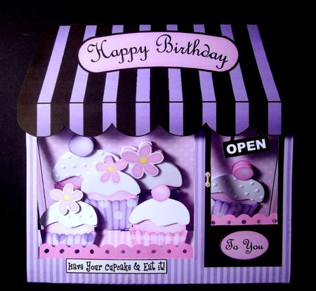 3D Cupcakes Window Pop Up Card Decoupage N Envelope by Dianne Jackson