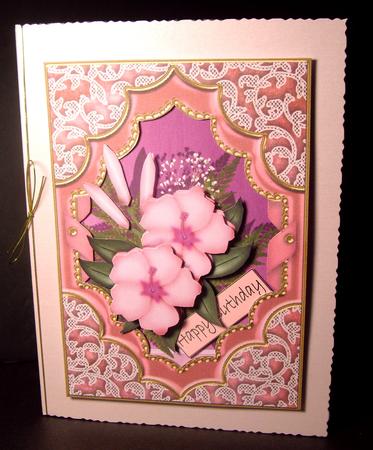 Pink Rose Ornate Diamond 7x5in Plain Card Frame by Dianne Jackson