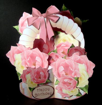 Basket of Pink Roses Cascade Deluxe by Dianne Jackson