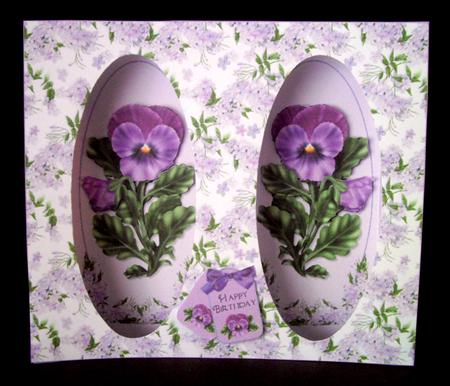 Purple Pansies 3D Box Card Kit with Decoupage by Dianne Jackson