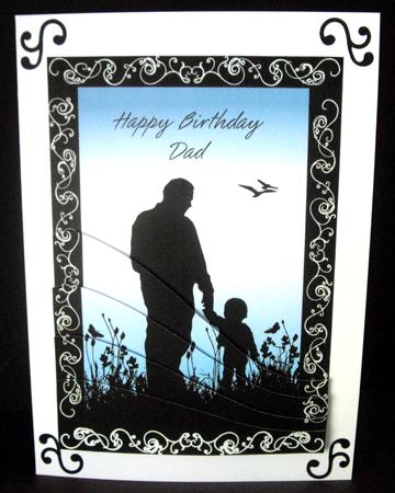 Father and Son Silhouette Wave Edge Bottom Stacker by Dianne Jackson