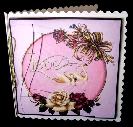 A Single Majestic Swan and Roses Wavy Edge Spiral Side Stack by Dianne Jackson