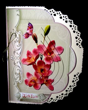 Pink Orchids Fancy Edge with Teardrop Pyramage by Dianne Jackson