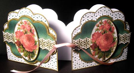Pink Roses Anglaise Scalloped 3D Decoupage Card Kit by Dianne Jackson