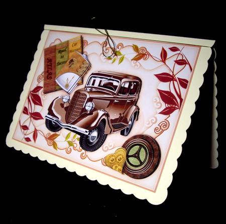 Vintage Brown Car A5 Topper & Decoupage by Dianne Jackson