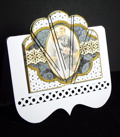 Bride and Groom Embroidery Anglaise Scallop Deco Stacker by Dianne Jackson