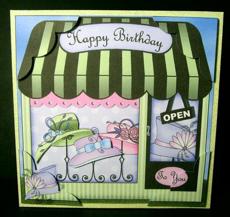 8 x 8 the Little Hat Shop Scalloped Corner Topper by Dianne Jackson