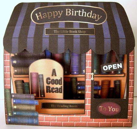 3D the Little Book Shop Window Pop Up Card by Dianne Jackson