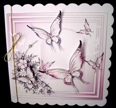 Pink Flowers and Butterflies Arch - Insert Plate 8in x 8in by Dianne Jackson