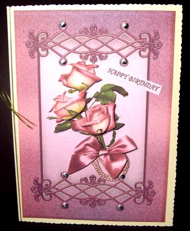 Trio of Roses and Pearls Decoupage by Dianne Jackson