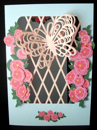 Cerise Pink Flowers - Trellis Card Kit by Dianne Jackson