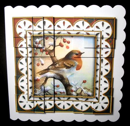 Red Robin 1 Anglaise 5in Quad Corner Stacker Card Front by Dianne Jackson