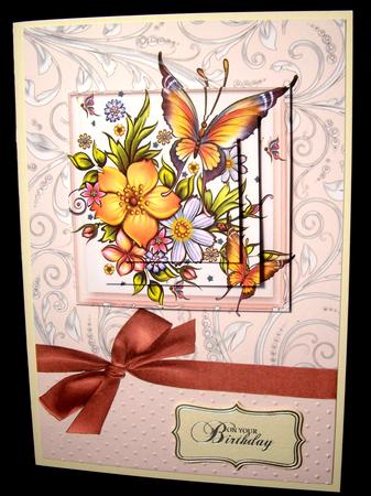 Floral Butterfly Pyramage Card by Dianne Jackson
