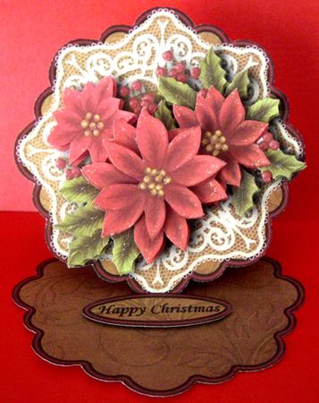 Poinsettias and Lace Flower Shaped Easel Card Kit by Dianne Jackson