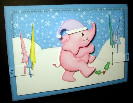 3D Xmas Elephant Animated Moveable Decoupage Card Kit by Dianne Jackson
