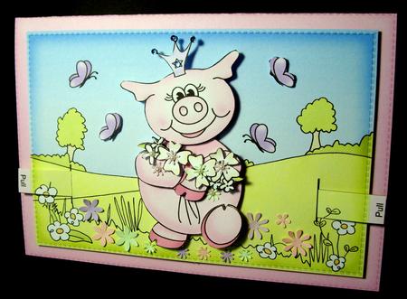 3D Princess Piggywig Animated Moveable Decoupage Card Kit by Dianne Jackson
