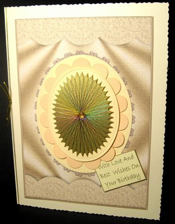 Golden Scallop Edged Oval Aperture Card Front by Dianne Jackson