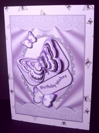 Lilac Scallop Edged Oval Aperture Card Front by Dianne Jackson