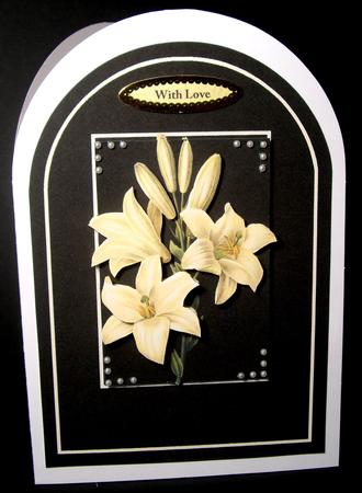 Cream Lilies on Black Rounded Quick Card (2) by Dianne Jackson