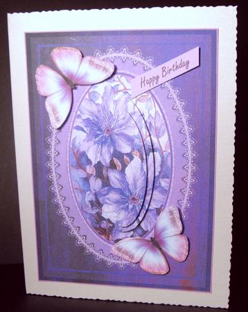 Blue Clematis with Butterfly Decoupage Sheet by Dianne Jackson