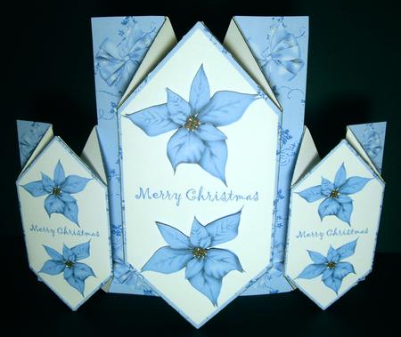 Blue Poinsettia - Diamond Fold Card by Dianne Jackson