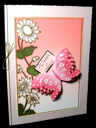 Pastel Pink Plain Daisy 7x5in Card Base Edger by Dianne Jackson