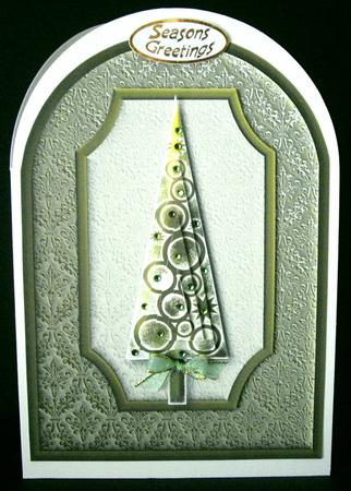 Modern Green Christmas Tree Rounded Quick Card by Dianne Jackson
