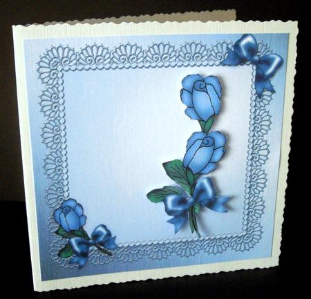 Roses and Metallic Lace Matching 8 x 8 Insert Panel and Gree by Dianne Jackson