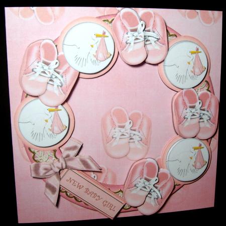 Baby Girl 8in Decoupage 3D Ring Card Kit by Dianne Jackson