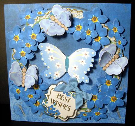Butterfly Forget-me-knots 8in Decoupage 3D Ring Card Kit by Dianne Jackson