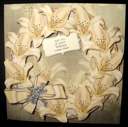 Cream Lillies 8in Decoupage 3D Ring Card Kit by Dianne Jackson