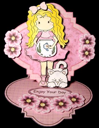 Polly and Her Pets Bracket Shaped Easel Card Kit by Dianne Jackson