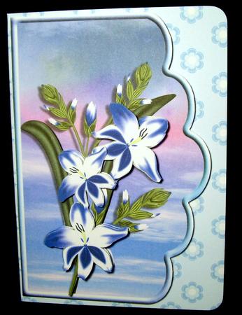 Blue Gladioli Scallope Edge Curve Card by Dianne Jackson
