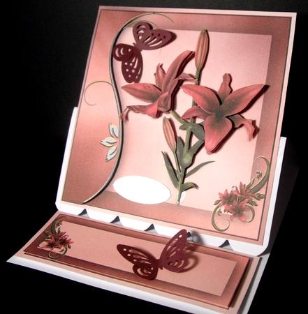 Red Lilies Easel Card by Dianne Jackson