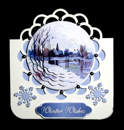 A Christmas Morn Scallop Card Front and Shaped Pyramage by Dianne Jackson