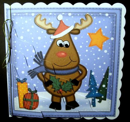 Xmas Rudolph Wavy Corner Side Stacker Topper by Dianne Jackson