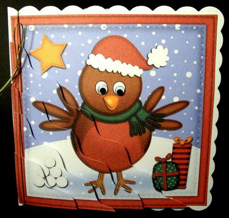 Xmas Robin Wavy Corner Side Stacker Topper by Dianne Jackson