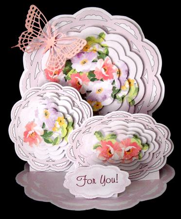 Giant Easel Tableau Stacker Card Kit - Pink Frills & Flowers by Dianne Jackson