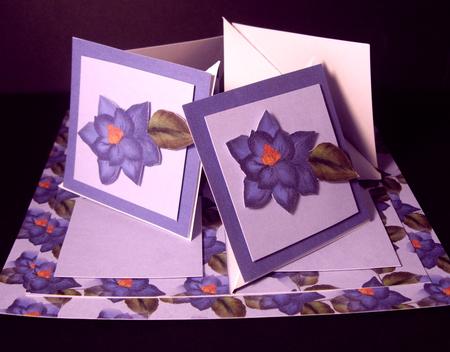 Purple Flowers Quad Easel Card Kit by Dianne Jackson