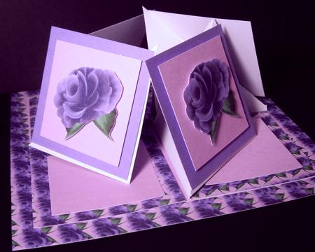 Purple Roses Quad Easel Card Kit by Dianne Jackson
