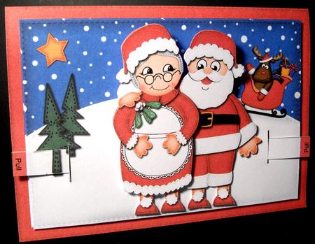3D Santa N Mrs Claus Animated Moveable Decoupage Card Kit by Dianne Jackson