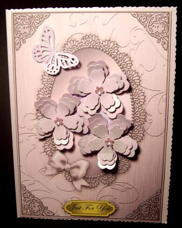 A5 Metallic Lace and Bow Card Front by Dianne Jackson