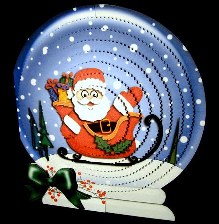 3D Xmas Santa and Sleigh Snowglobe Circle Pyramage Card Kit by Dianne Jackson