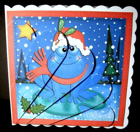 Xmas Freddy Frog Fan Pyramage Topper by Dianne Jackson