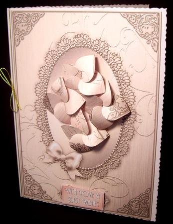A5 Metallic Lace and Bow Card Front by Dianne Jackson