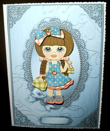 A5 Metallic Lace and Bow Card Front by Dianne Jackson