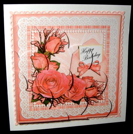 Birthday Roses Lace N Pearls Shell Edged Corner Side Stacker by Dianne Jackson