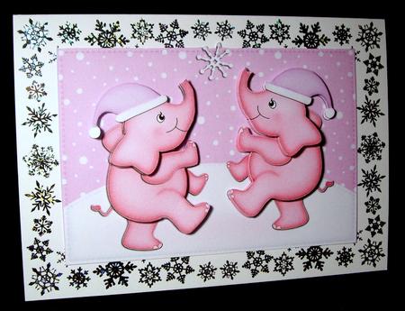 A4 Xmas Elephants Felties Card Topper by Dianne Jackson