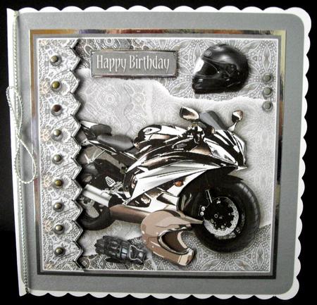 Taupe Motorbike 8in x 8in Decoupage by Dianne Jackson